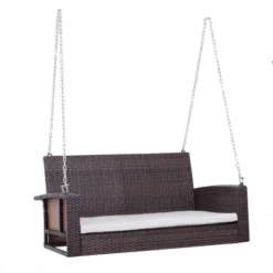 NicBex 2-Seat Wicker Hanging Swing Bench With Chains And Cushions For Patio Bedroom Porch Garden -Nicbex GUEST 0143a6e7 fa4f 4cc8 84d9 d40315c04063
