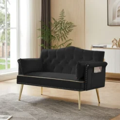 NicBex 2 Seater Loveseat Sofa Modern Upholstered Loveseat Couch With Tufted Back And Metal Legs Suitable For Living Room,Apartment