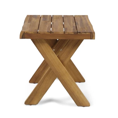 NicBex 18"/20" Outdoor Side Table,Square Patio End Table With Cross Base/Slab Design,Rustic Accent Table For Backyard And Deck,Outdoor Furniture,Teak 5 NicBex 18"/20" Outdoor Side Table,Square Patio End Table With Cross Base/Slab Design,Rustic Accent Table For Backyard And Deck,Outdoor Furniture,Teak - Image 3