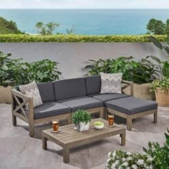 NicBex Modular 3-Seater Sectional Couch With Ottoman & Coffee Table, Acacia Wood Outdoor Patio Sofa Set, L-Shape Outdoor Couch Set -Nicbex GUEST 03dd5027 0c3b 4aa1 894e ea1082e0e69e