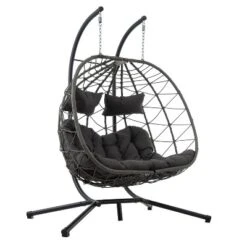 NicBex 2-Seat Indoor Outdoor Wicker Hanging Egg Chair With Cushion And Stand For Patio Bedroom Porch Garden 13 NicBex 2-Seat Indoor Outdoor Wicker Hanging Egg Chair With Cushion And Stand For Patio Bedroom Porch Garden -Nicbex GUEST 04cb657c c7c3 4fb4 a074 0fb8ff07572d
