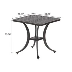 NicBex Modern Outdoor Side Table With Storage,21" Square Aluminum Outdoor Coffee Table,Patio Table For Garden,Poolside,Outdoor Furniture