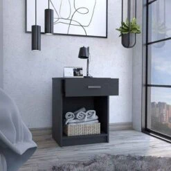 NicBex Nightstand With 1 Drawer, Bedside Table With Open Shelf, Modern Night Stand For Bedroom Living Room