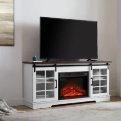 NicBex Fireplace TV Stand With 23"Electric Fireplace Insert Modern Sliding Glass Doors Media Entertainment Center For TV Up To 65",White -Nicbex GUEST 063a9fa2 a606 4a95 9943 7cb7a8e749c1