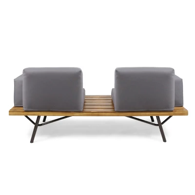 Modern Canago Outdoor Industrial Loveseat With Coffee Sofa-Christopher Knight Home 6 Modern Canago Outdoor Industrial Loveseat With Coffee Sofa-Christopher Knight Home - Image 4