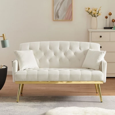 NicBex Teddy Fabric Loveseat Sofa Modern Upholstered Loveseat Couch With Metal Legs Small Tufted Sofa Couch For Bedroom,Living Room 3 NicBex Teddy Fabric Loveseat Sofa Modern Upholstered Loveseat Couch With Metal Legs Small Tufted Sofa Couch For Bedroom,Living Room