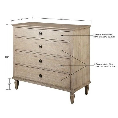 NicBex 4 Drawer Dresser For Bedroom,Modern Style Drawers With Black Round Handle,Dressers For Kids Room,Living Room,Entry And Hallway,Natural 4 NicBex 4 Drawer Dresser For Bedroom,Modern Style Drawers With Black Round Handle,Dressers For Kids Room,Living Room,Entry And Hallway,Natural - Image 2