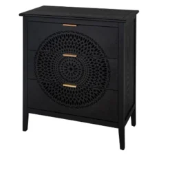 NicBex 3 Drawers Dresser For Bedroom With Hollow-Carved,Chest Of Drawers With Metal Handles Design,Storage Dressers For Bedroom -Nicbex GUEST 090f76cc 7a84 4c93 a7fe 44d6277c4457