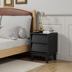 NicBex Modern Wooden Nightstands With Drawers And Storage,Vintage-style And Bevel MDF Design,Mid Century Night Stand For Bedroom -Nicbex GUEST 09112cda d8b3 4637 acc3 47628ba4fd8e