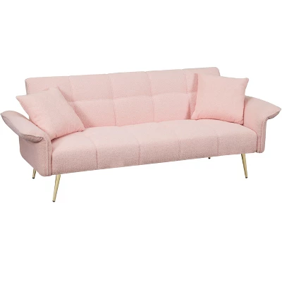 NicBex 70.1 Inch Teddy Fleece Sofabed,Convertible Futon Sofa With Adjustable Arms And Backrest For Living Room,Office,Apartment 9 NicBex 70.1 Inch Teddy Fleece Sofabed,Convertible Futon Sofa With Adjustable Arms And Backrest For Living Room,Office,Apartment - Image 7