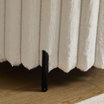 NicBex 22.05" Round Faux Fur Pouf Ottoman With Black Metal Legs, Upholstered Footrest For Living Room, Bedroom & Entryway 7 NicBex 22.05" Round Faux Fur Pouf Ottoman With Black Metal Legs, Upholstered Footrest For Living Room, Bedroom & Entryway - Image 5