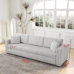 NicBex Couches For Living Room 44.9" Single Sofa Minimalist Corduroy Upholstered Sofa Couch With Pull Out Storage And 1 Piilow For Bedroom -Nicbex GUEST 0cba8260 6c25 4977 989d ebdab2773faf