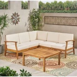 NicBex 6-Piece Acacia Wood Outdoor Patio Sofa Set, Modular Sectional Sofa With Coffee Table, Coastal Outdoor Couch Set -Nicbex GUEST 0d1500a8 2eec 4f0f 9d26 2caf36144c91