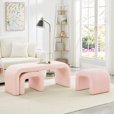 NicBex Set Of 3 U-Shaped Pouf Ottoman Benches, Modular Seating For Entryway, Bedroom End Of Bed, Teddy Fabric Footrest Stool 14 NicBex Set Of 3 U-Shaped Pouf Ottoman Benches, Modular Seating For Entryway, Bedroom End Of Bed, Teddy Fabric Footrest Stool - Image 12