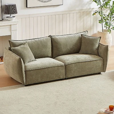 NicBex Couches For Living Room 68.1" Triple Sectional Sofa With 2 Pillows Padded Seat And Back And Armrests For Apartment, Light Green 3 NicBex Couches For Living Room 68.1" Triple Sectional Sofa With 2 Pillows Padded Seat And Back And Armrests For Apartment, Light Green