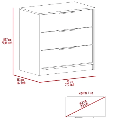 NicBex 3 Drawers Dresser For Bedroom,Modern Style Wooden Drawers With Black Handle,Dressers For Kids Room,Living Room,Entry And Hallway 4 NicBex 3 Drawers Dresser For Bedroom,Modern Style Wooden Drawers With Black Handle,Dressers For Kids Room,Living Room,Entry And Hallway - Image 2