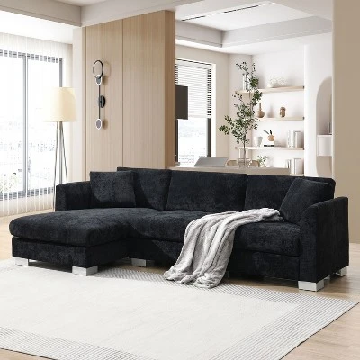 NicBex Couches For Living Room 119" Oversized Sectional Sofa L-shaped Luxury Chenille Upholstered Sofa Couch With Chaise And 2 Free Pillows 4 NicBex Couches For Living Room 119" Oversized Sectional Sofa L-shaped Luxury Chenille Upholstered Sofa Couch With Chaise And 2 Free Pillows - Image 2