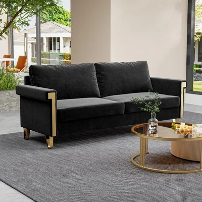 NicBex Couches For Living Room 76" Sofa Velvet Upholstered 2-Seat Couch Soft Sponges Modern Designs Sofa With Gold Trim And Cozy Cushions 3 NicBex Couches For Living Room 76" Sofa Velvet Upholstered 2-Seat Couch Soft Sponges Modern Designs Sofa With Gold Trim And Cozy Cushions