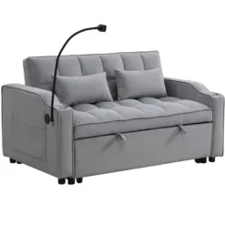 NicBex Loveseat Sofa With Pull-Out Bed Upholstered Velvet Sofa Couch With Side Pockets & Toss Pillows For Living Room,Apartment -Nicbex GUEST 1273b104 cfce 47c4 9396 1ef734309123