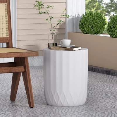 NicBex Modern Concrete Outdoor Side Table,Round End Table With Different Designs,Patio Table For Garden,Poolside,Antique White 9 NicBex Modern Concrete Outdoor Side Table,Round End Table With Different Designs,Patio Table For Garden,Poolside,Antique White - Image 7