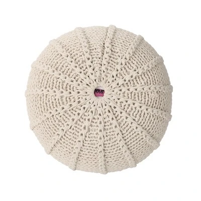 NicBex Knitted Cotton Round Pouf Comfortable And Durable Accent Furniture Ideal For Relaxing And Additional Seating, Beige 6 NicBex Knitted Cotton Round Pouf Comfortable And Durable Accent Furniture Ideal For Relaxing And Additional Seating, Beige - Image 4