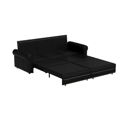 NicBex 93.7" Multi-Functional Sofa Bed Pull-out 3-in-1 Faux Leather Convertible Sleeper Sofa With Nailhead Trim & Rolled Arm For Living Room 9 NicBex 93.7" Multi-Functional Sofa Bed Pull-out 3-in-1 Faux Leather Convertible Sleeper Sofa With Nailhead Trim & Rolled Arm For Living Room - Image 7
