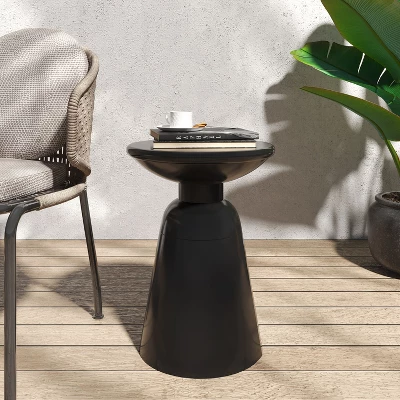 NicBex Minimalist Round Metal Side Table, Waterproof Outdoor Accent Table, Portable Indoor/Outdoor Patio End Table For Balcony & Garden 4 NicBex Minimalist Round Metal Side Table, Waterproof Outdoor Accent Table, Portable Indoor/Outdoor Patio End Table For Balcony & Garden - Image 2