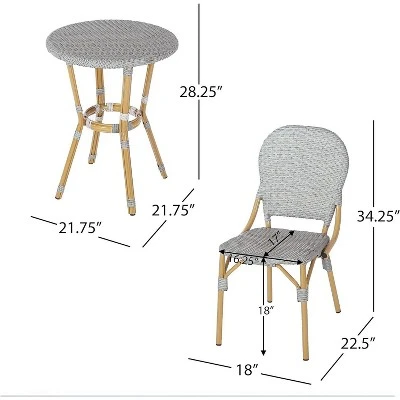 NicBex Outdoor Dining Table Set Bistro Table With Rattan Top & Chairs,Patio Furniture Bistro Set For Garden,Backyard,Poolside 6 NicBex Outdoor Dining Table Set Bistro Table With Rattan Top & Chairs,Patio Furniture Bistro Set For Garden,Backyard,Poolside - Image 4