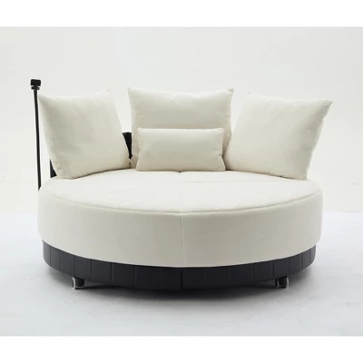 NicBex Couches For Living Room 52.75'' Oversized Round Swivel Chair Upholstered Sofa Couples Chair With Adjustable Phone Stand For Bedroom 4 NicBex Couches For Living Room 52.75'' Oversized Round Swivel Chair Upholstered Sofa Couples Chair With Adjustable Phone Stand For Bedroom - Image 2