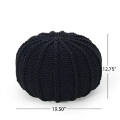 NicBex Knitted Cotton Round Pouf Comfortable And Durable Accent Furniture Ideal For Relaxing And Additional Seating, Dark Blue 8 NicBex Knitted Cotton Round Pouf Comfortable And Durable Accent Furniture Ideal For Relaxing And Additional Seating, Dark Blue -Nicbex GUEST 160cbb2d 2a3c 45de b7ca c95b27519b91