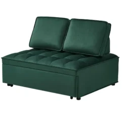 NicBex Convertible Sleeping Sofa Bed,Velvet 2 Seat Sofa With 2 Removable Back Pillow For Living Room,Apartment,Office