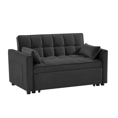 NicBex 3-in-1 Convertible Sofa Bed With Pull-out Bed,Velvet Loveseat Futon Sofa With Reclining Backrest & 2 Pillows For Bedroom,Living Room 5 NicBex 3-in-1 Convertible Sofa Bed With Pull-out Bed,Velvet Loveseat Futon Sofa With Reclining Backrest & 2 Pillows For Bedroom,Living Room - Image 3