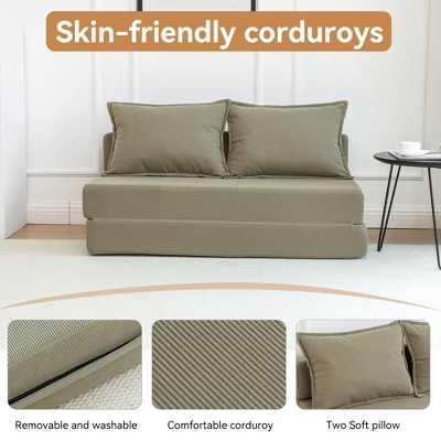 NicBex Modern Foldable Corduroy Loveseat Sofa With Removable Pillows, Minimalist 2-Seater Sofa For Living Room & Bedroom 5 NicBex Modern Foldable Corduroy Loveseat Sofa With Removable Pillows, Minimalist 2-Seater Sofa For Living Room & Bedroom - Image 3