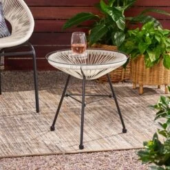 NicBex Outdoor End Table Modern Tempered Glass Outdoor Coffee Table Outdoor Side Table, Patio Table Small Table For Backyard, Balcony, Porch -Nicbex GUEST 19e2cb86 0de8 4760 bf1e 7a7073fc6349