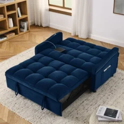 NicBex Loveseat Sofa Modern Comfy Upholstered Sleeper Sofa Bed With Adjustable Back And 2 Arm Pocket & USB Port For Living Room,Blue 9 NicBex Loveseat Sofa Modern Comfy Upholstered Sleeper Sofa Bed With Adjustable Back And 2 Arm Pocket & USB Port For Living Room,Blue -Nicbex GUEST 1ba6c725 60bb 4045 8d9f ac927ce654be