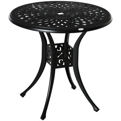 NicBex 30.8" Outdoor Dining Table,Round Aluminum Patio Table With Black Frame And Umbrella Hole For 2 To 4 Chairs,Outdoor Furniture,Black 6 NicBex 30.8" Outdoor Dining Table,Round Aluminum Patio Table With Black Frame And Umbrella Hole For 2 To 4 Chairs,Outdoor Furniture,Black - Image 4