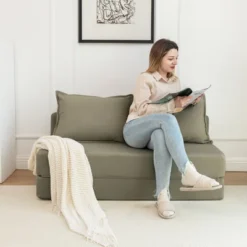 NicBex Modern Foldable Corduroy Loveseat Sofa With Removable Pillows,Minimalist Comfy 2-Seater Sofa For Living Room,Bedroom -Nicbex GUEST 1dee7e1a 2fce 4b23 b175 d9f0e0249468 1