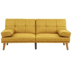 NicBex Couches For Living Room Comfort 2 Seat Sofa Couch Polyfiber Adjustable Tufted Upholstered Loveseat Sofa Couch With Solid Wood Legs, Mustard