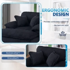 NicBex 56.3 Inch Modern Corduroy Single Sofa With 2 Toss Pillows And A Ottoman, Comfy Sofa- Deep Seat Couch For Living Room -Nicbex GUEST 1fd6ad8a 5295 4842 9da4 c212aca62461