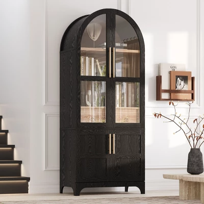 NicBex Tall Arched Kitchen Pantry Cabinet With 2 Drawers, Kitchen Storage Cabinets With Glass Door, Wood Cupboard For Kitchen Dining Room 2 NicBex Tall Arched Kitchen Pantry Cabinet With 2 Drawers, Kitchen Storage Cabinets With Glass Door, Wood Cupboard For Kitchen Dining Room