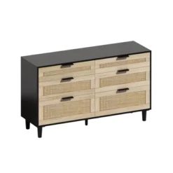 NicBex Rattan Dresser With 6 Drawers For Bedroom,Modern Style Rattan Drawers With Metal Pulls,Dressers For Kids Room,Living Room,Entry And Hallway -Nicbex GUEST 20f0b3da ce0b 4220 a81f f5745d0f6cea