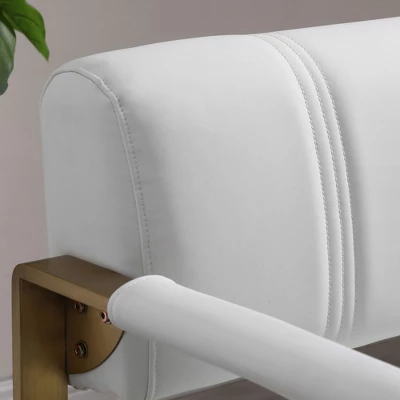 NicBex Loveseat Sofa Modern Bonded Leather Upholstered Loveseat Couch For Living Room,Small 2 Seater Sofa Couch With Metal Arms For Bedroom,White 6 NicBex Loveseat Sofa Modern Bonded Leather Upholstered Loveseat Couch For Living Room,Small 2 Seater Sofa Couch With Metal Arms For Bedroom,White - Image 4