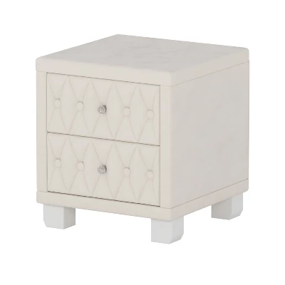 NicBex Modern Nightstand With Drawers,Velvet Bedside Table With Crystal Knobs,Night Stand With Button-Tufted,Side Table For Bedroom,Living Room 5 NicBex Modern Nightstand With Drawers,Velvet Bedside Table With Crystal Knobs,Night Stand With Button-Tufted,Side Table For Bedroom,Living Room - Image 3