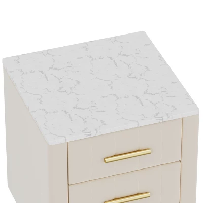 NicBex Modern Nightstand With Marbling Stickers Top,Night Stand With Drawers,Side Table With Metal Legs,Stylish End Table For Bedroom,Living Room 5 NicBex Modern Nightstand With Marbling Stickers Top,Night Stand With Drawers,Side Table With Metal Legs,Stylish End Table For Bedroom,Living Room - Image 3