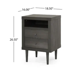 NicBex 26.9" Mid-Century Modern Nightstand With Open Shelf,Wooden Night Stand With Drawers,Bedside Table For Bedroom,Living Room