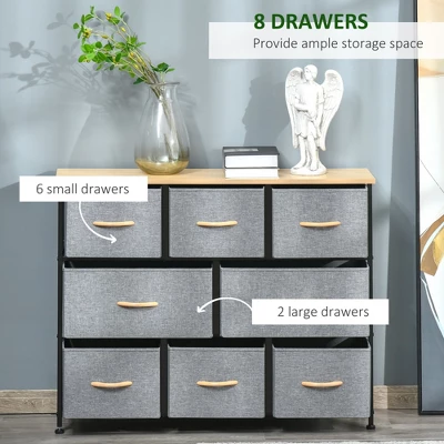 NicBex 8 Drawers Dresser For Bedroom,Fabric Dresser With Wooden Platform,Dressers For Kids Room,Living Room,Entry And Hallway,Brown+Light Gray 6 NicBex 8 Drawers Dresser For Bedroom,Fabric Dresser With Wooden Platform,Dressers For Kids Room,Living Room,Entry And Hallway,Brown+Light Gray - Image 4