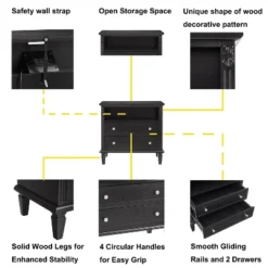 NicBex Nightstand With Charging Station,Side Table With USB Ports&Outlets,Night Stand With Drawers&Open Shelf,Fluted Pilasters End Table For Bedroom 10 NicBex Nightstand With Charging Station,Side Table With USB Ports&Outlets,Night Stand With Drawers&Open Shelf,Fluted Pilasters End Table For Bedroom -Nicbex GUEST 247807bc 361a 4c58 a832 019ca2960abf