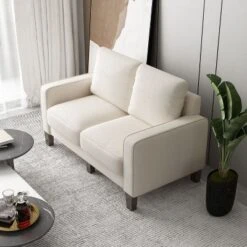 NicBex Couches For Living Room Cloud Couch 2 Seater Deep Seat Sofa Fabric Loveseat With Storage Under Each Seat