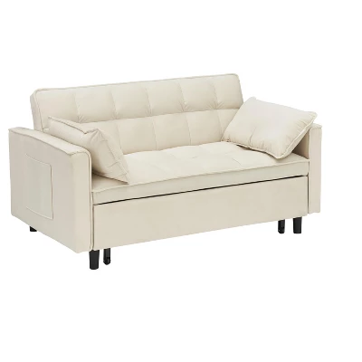 NicBex 55" Convertible Velvet Double Lounge Sofa With 2 Side Pockets, Reclining Backrest, Toss Pillows Futon Loveseat For Living Room 5 NicBex 55" Convertible Velvet Double Lounge Sofa With 2 Side Pockets, Reclining Backrest, Toss Pillows Futon Loveseat For Living Room - Image 3