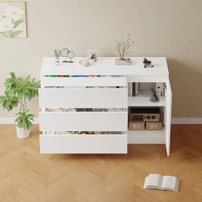 NicBex Modern 3-Drawer White Bedroom Dressers With Hidden Cabinet,Chest Of Drawers For Bedroom,Entryway,Wooden Dresser Chest 3 NicBex Modern 3-Drawer White Bedroom Dressers With Hidden Cabinet,Chest Of Drawers For Bedroom,Entryway,Wooden Dresser Chest